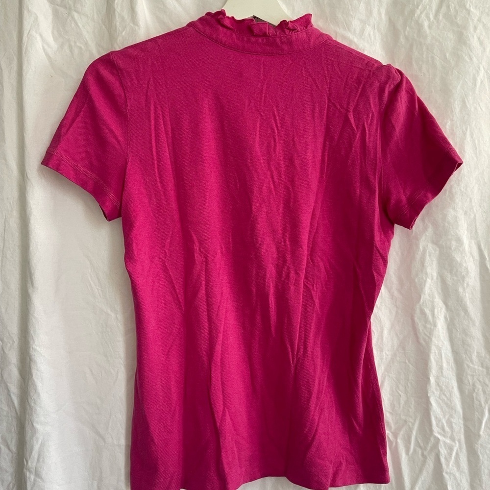 Tory Burch Fuchsia Ruffled Button-Down Shirt Size Small - Picture 7 of 14
